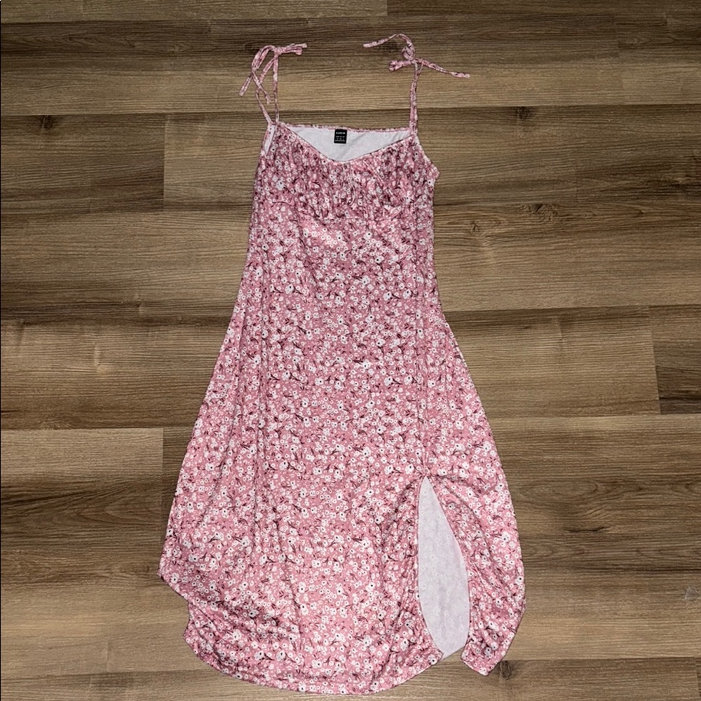 SHEIN Pink Floral Spaghetti Strap Dress